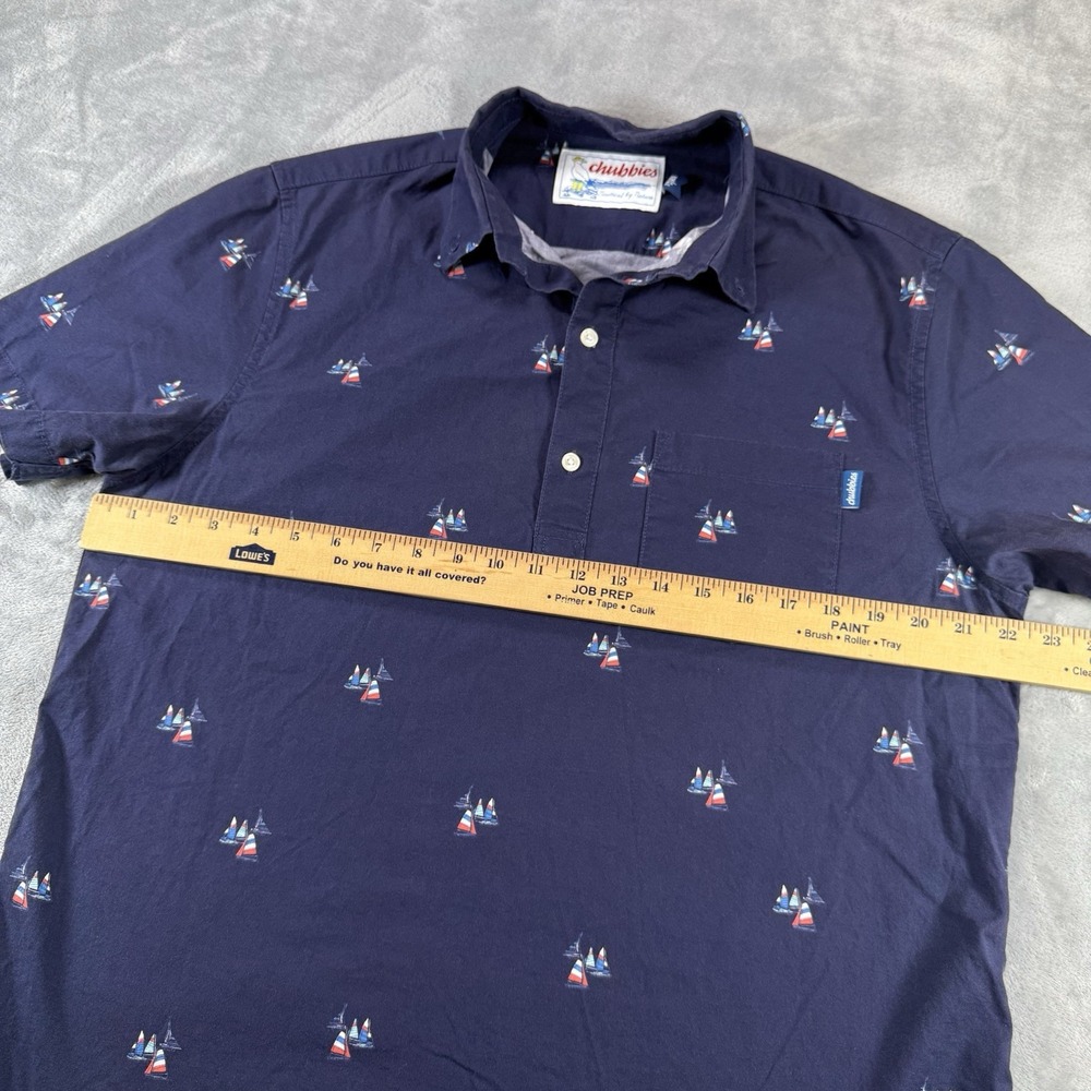 Chubbies Nautical By Nature Men's Large Sailboat Allover Print 1/4 Button - Picture 3 of 8